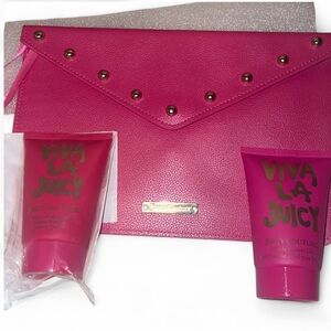 Juicy Couture Pink Studded Clutch with Viva La Juicy Set * NEW